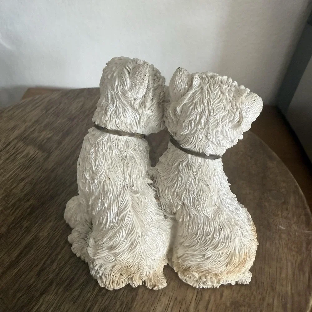 VTG 1997 Barkers West Highland Terrier Dogs Puppies Resin Figurine Snowy&Frosty
